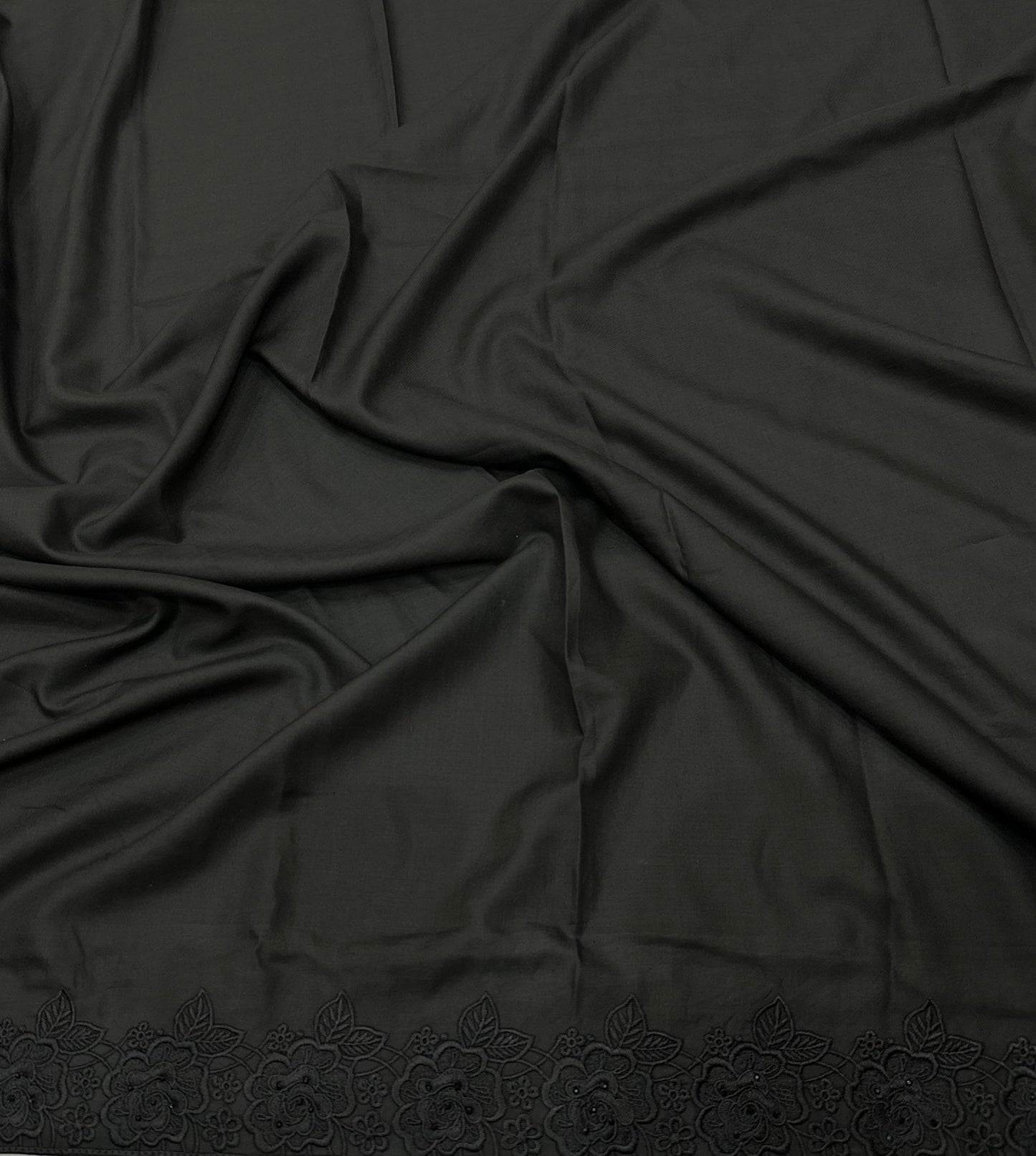 Black Flower stone embroidered Shawl