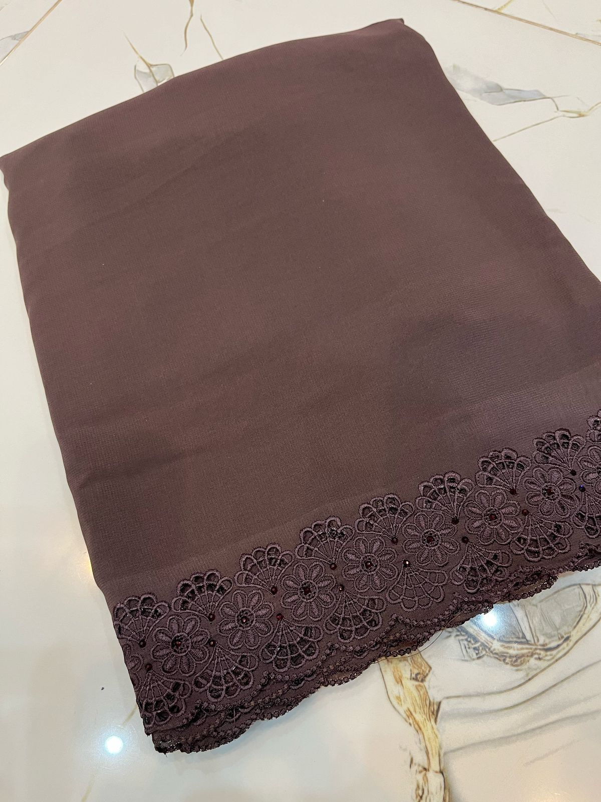 Pure Korean  Chiffon  Embroidery & Kavia Elegance