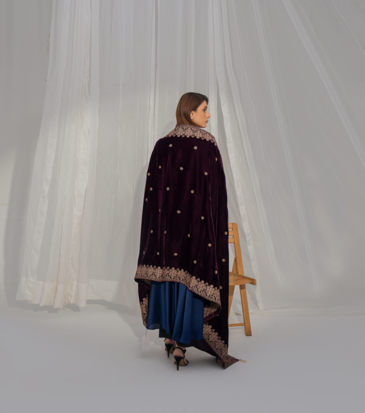 Micro 9000 Velvet Embroidered Shawl