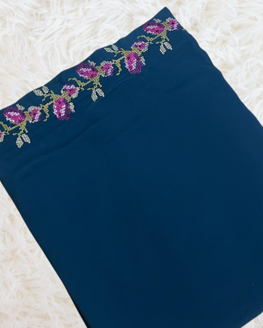 Pure Korean  Chiffon Embroidery Elegance