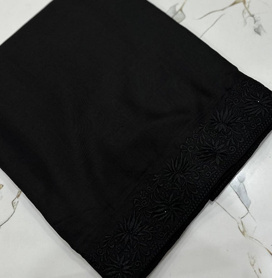 Black Flower  embroidered Shawl