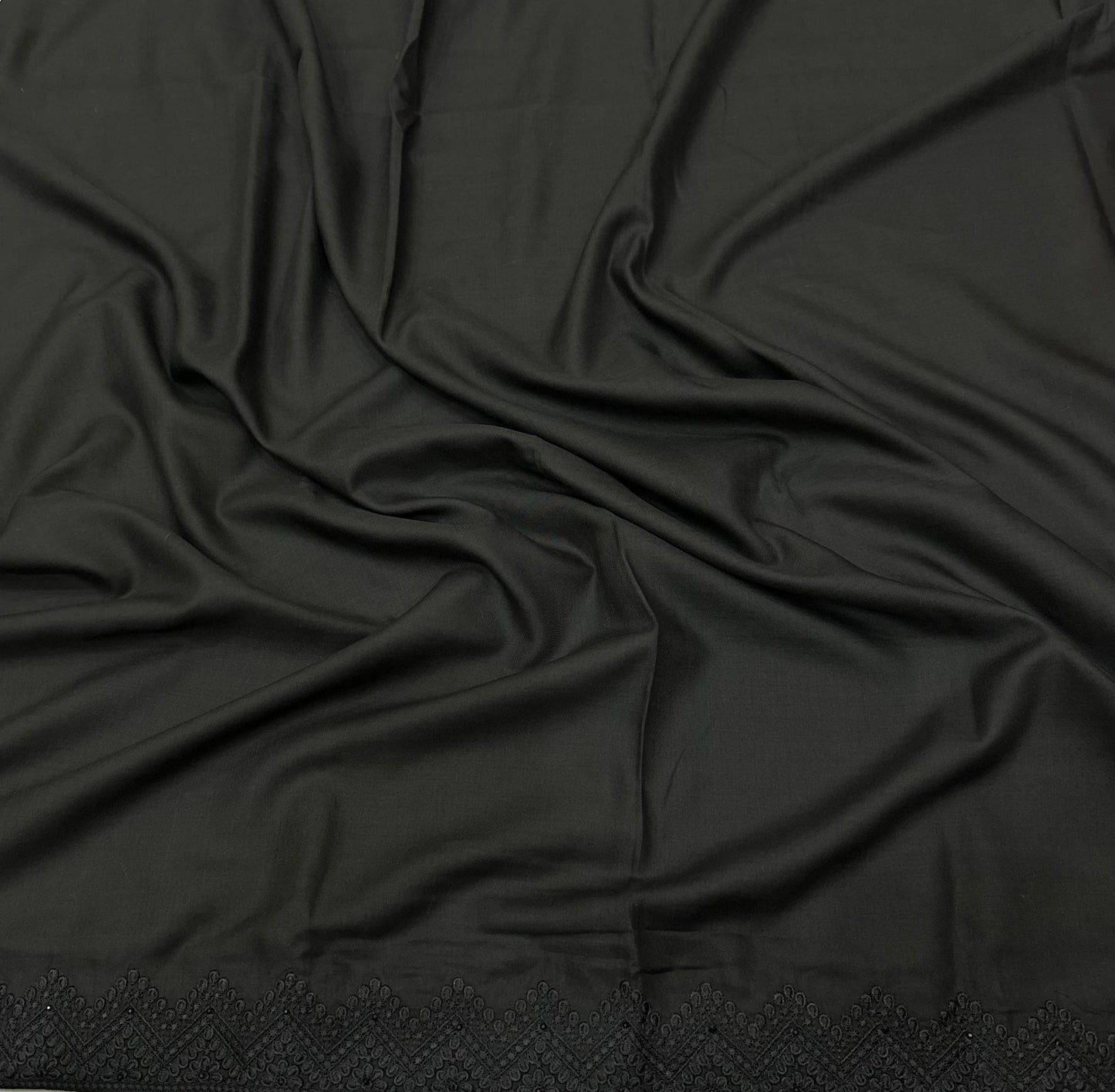 Black embroidered stone shawl