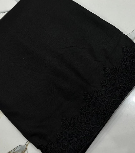 Black Flower stone  embroidered Shawl