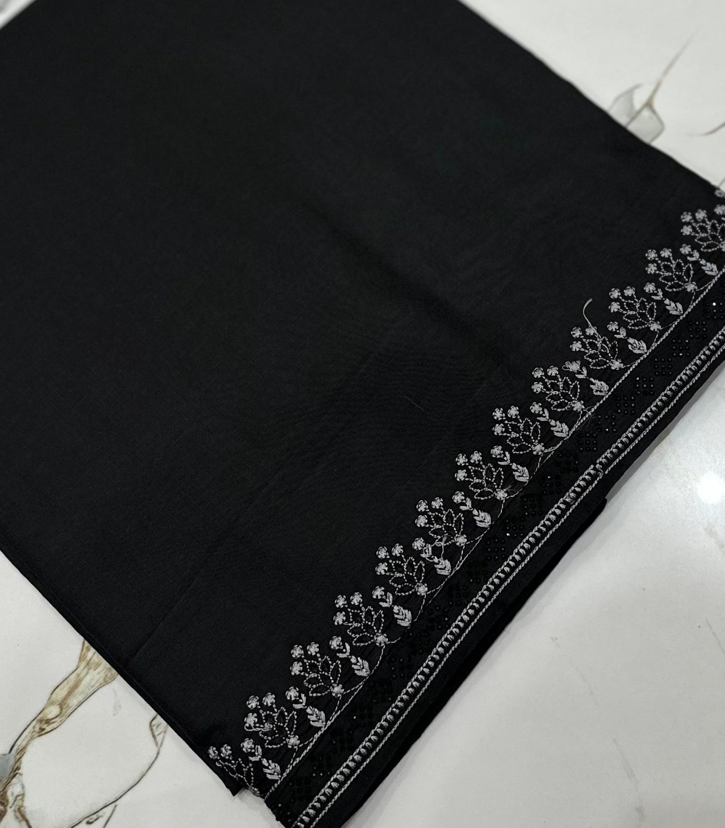 Black flower embroidered Shawl