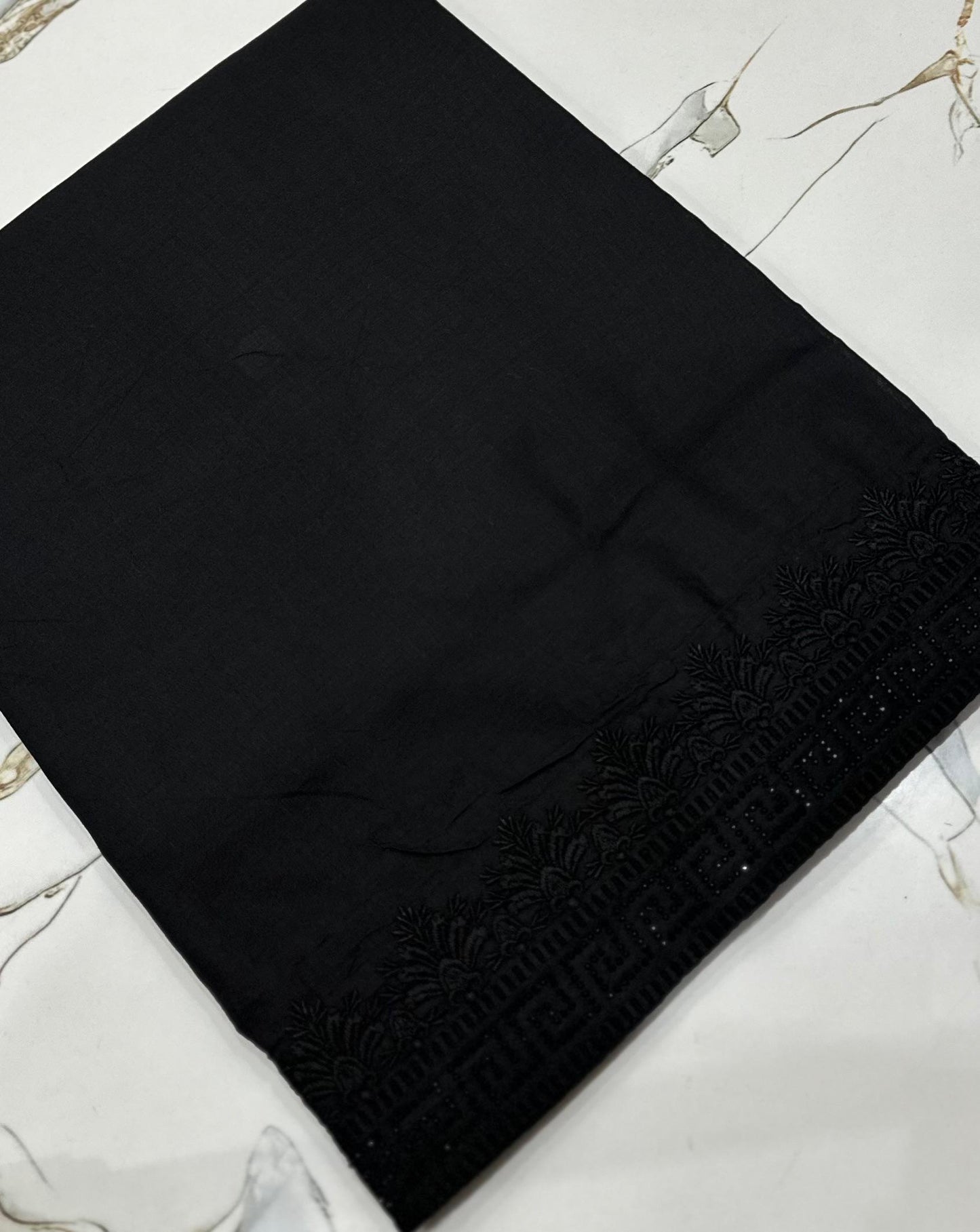 Black Flower stone  embroidered Shawl