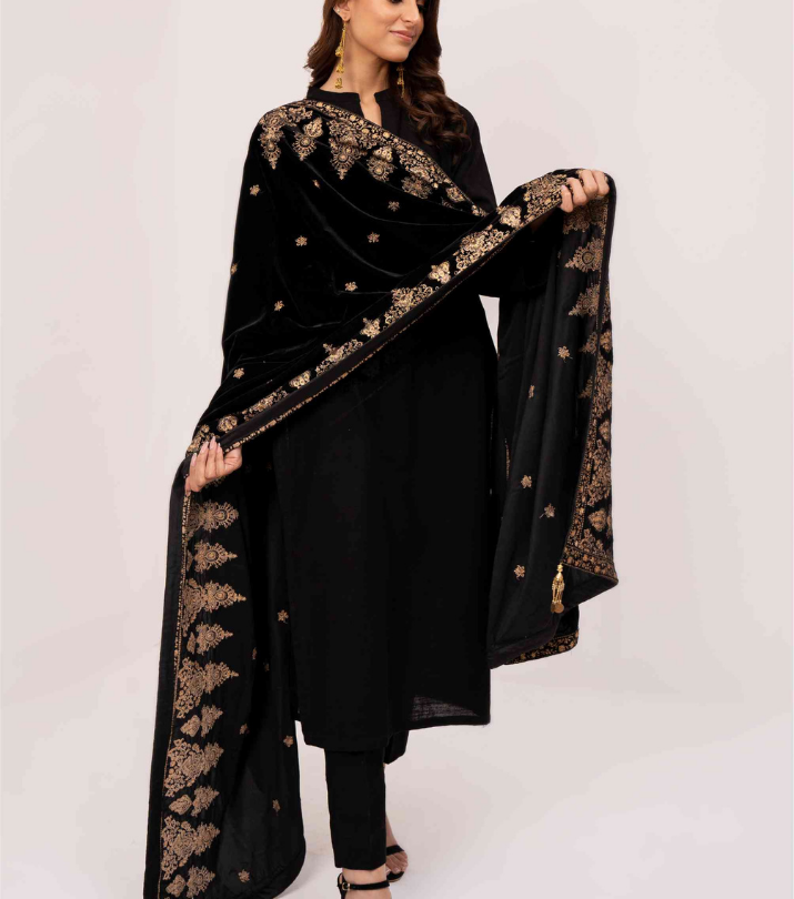 Micro 9000 Velvet Embroidered Shawl
