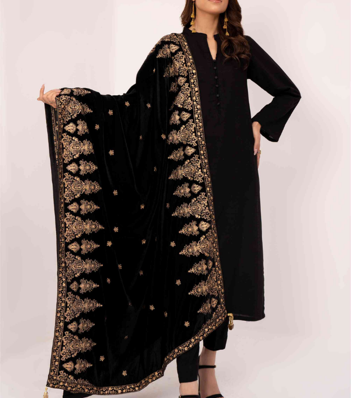 Micro 9000 Velvet Embroidered Shawl