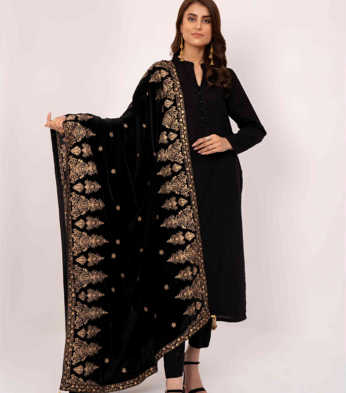 Micro 9000 Velvet Embroidered Shawl