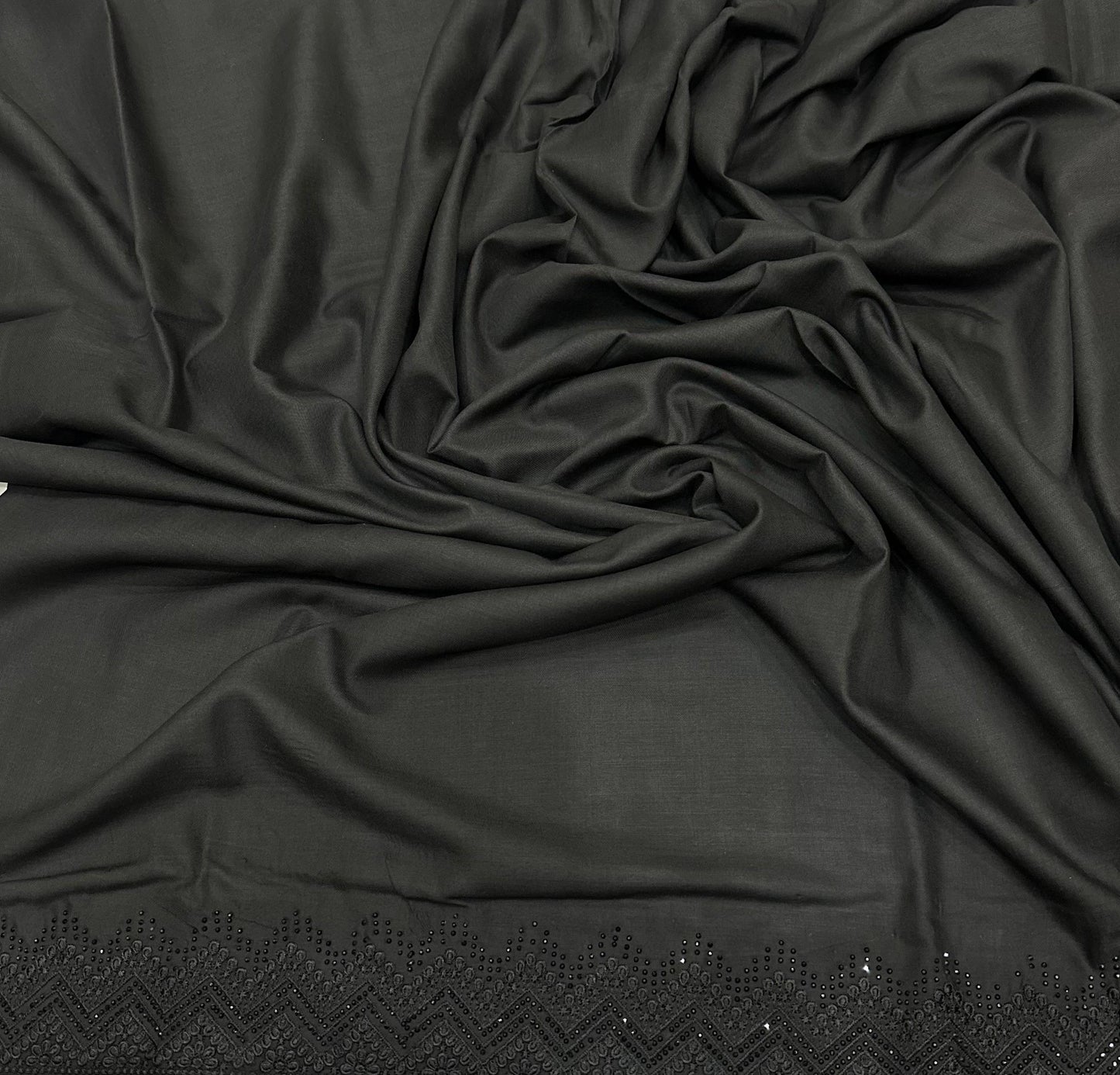 Black embroidered stone shawl