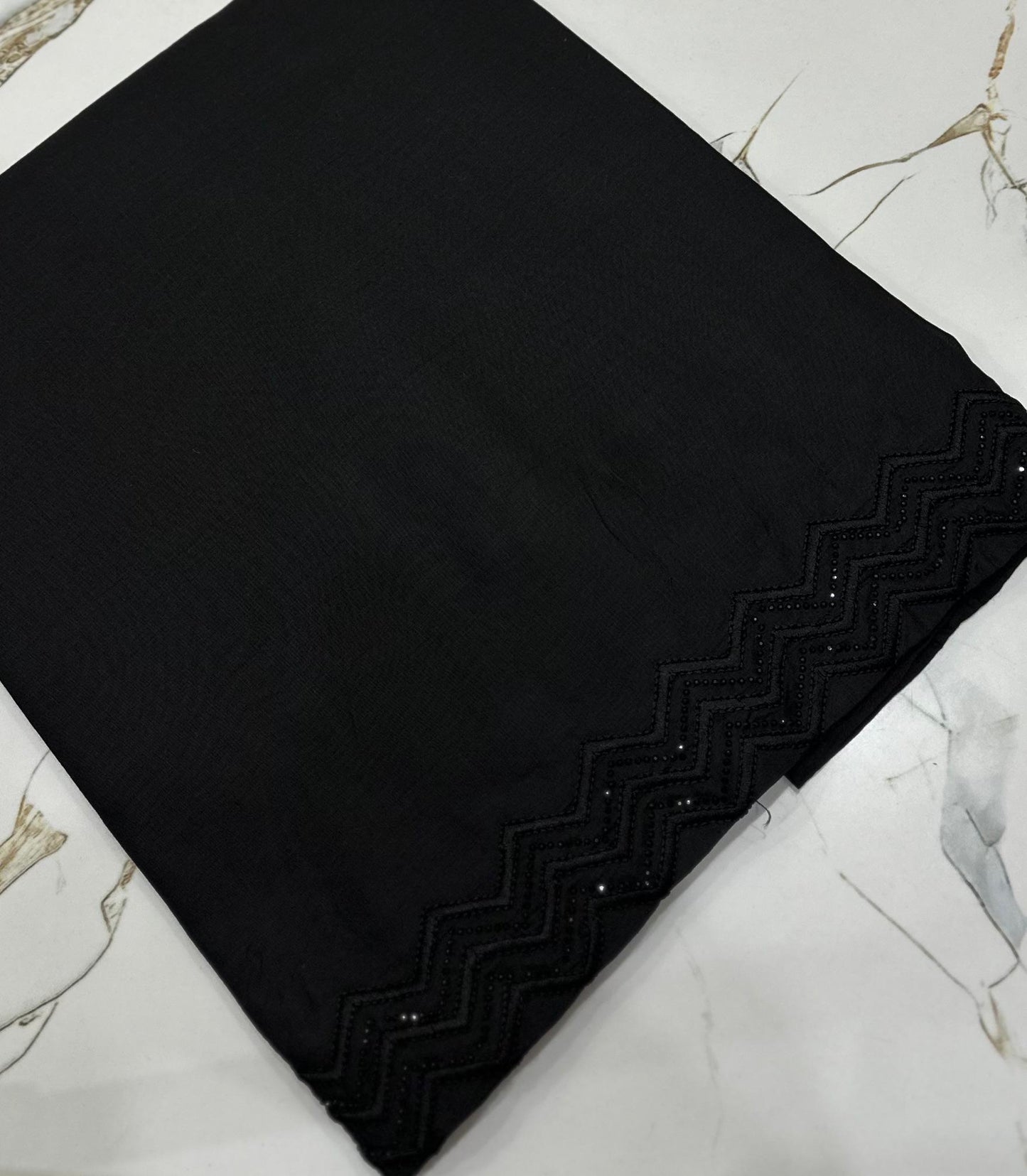 Black embroidered stone shawl
