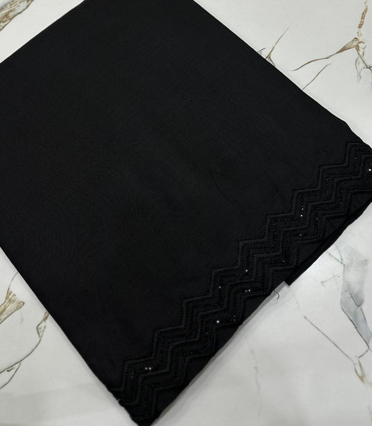 Black embroidered stone shawl