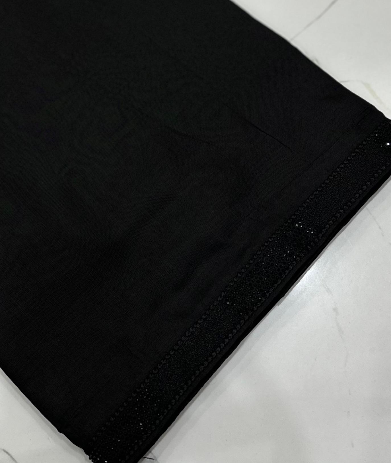 Black embroidered stone pati Shawl