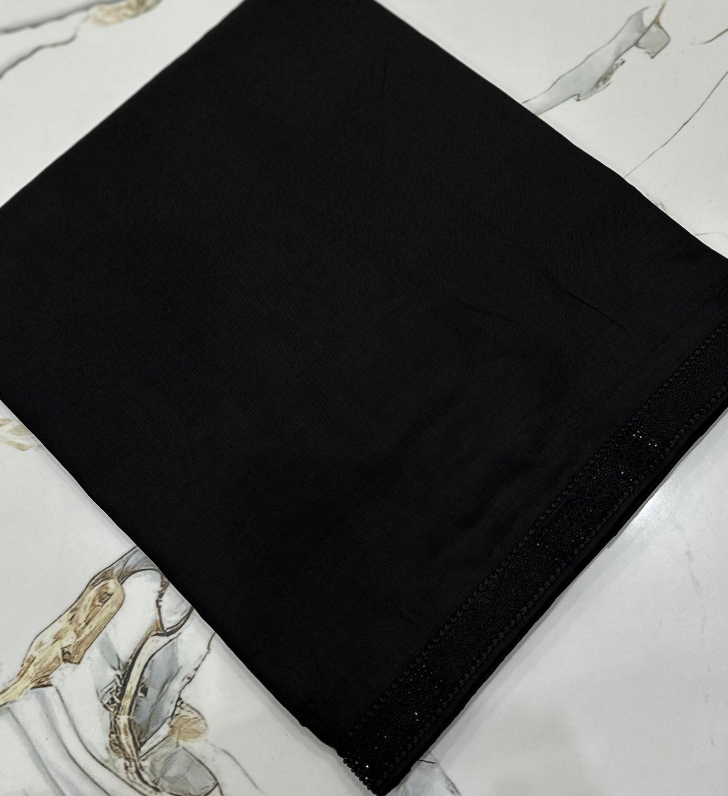 Black embroidered stone pati Shawl