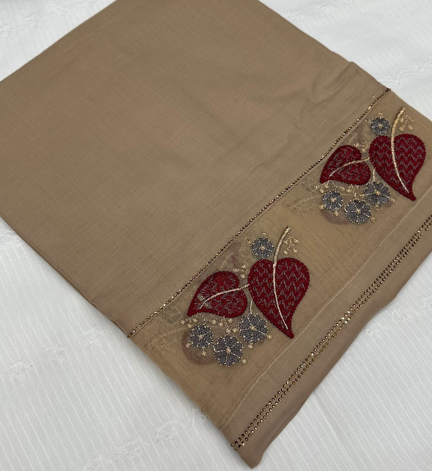 Lawn Organza heart embroidery