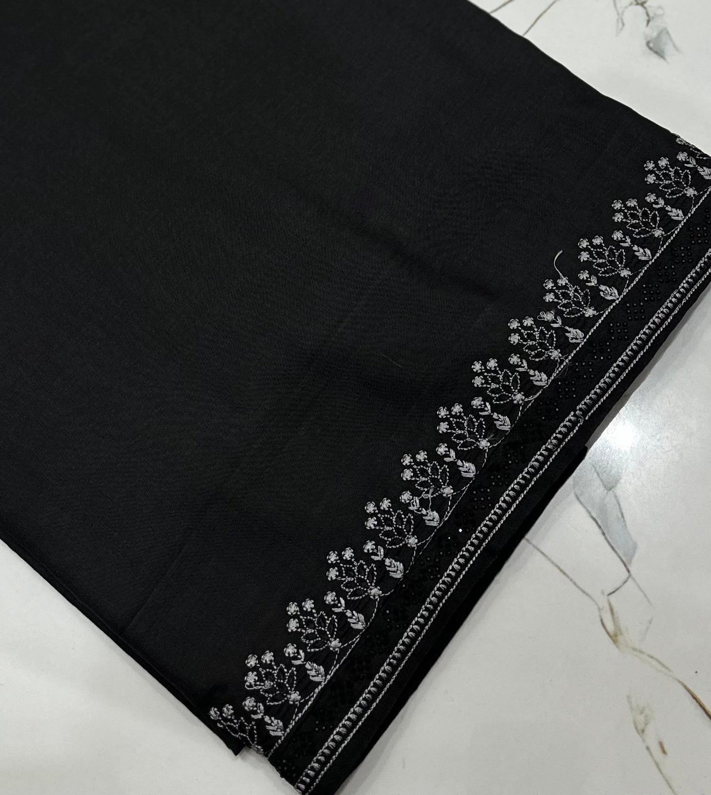 Black flower embroidered Shawl