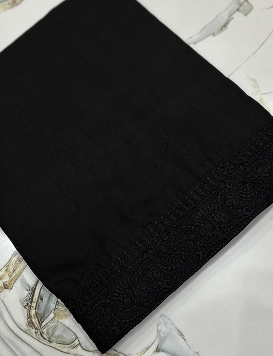 Black embroidered stone shawl