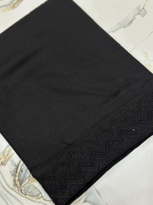 Black embroidered stone shawl