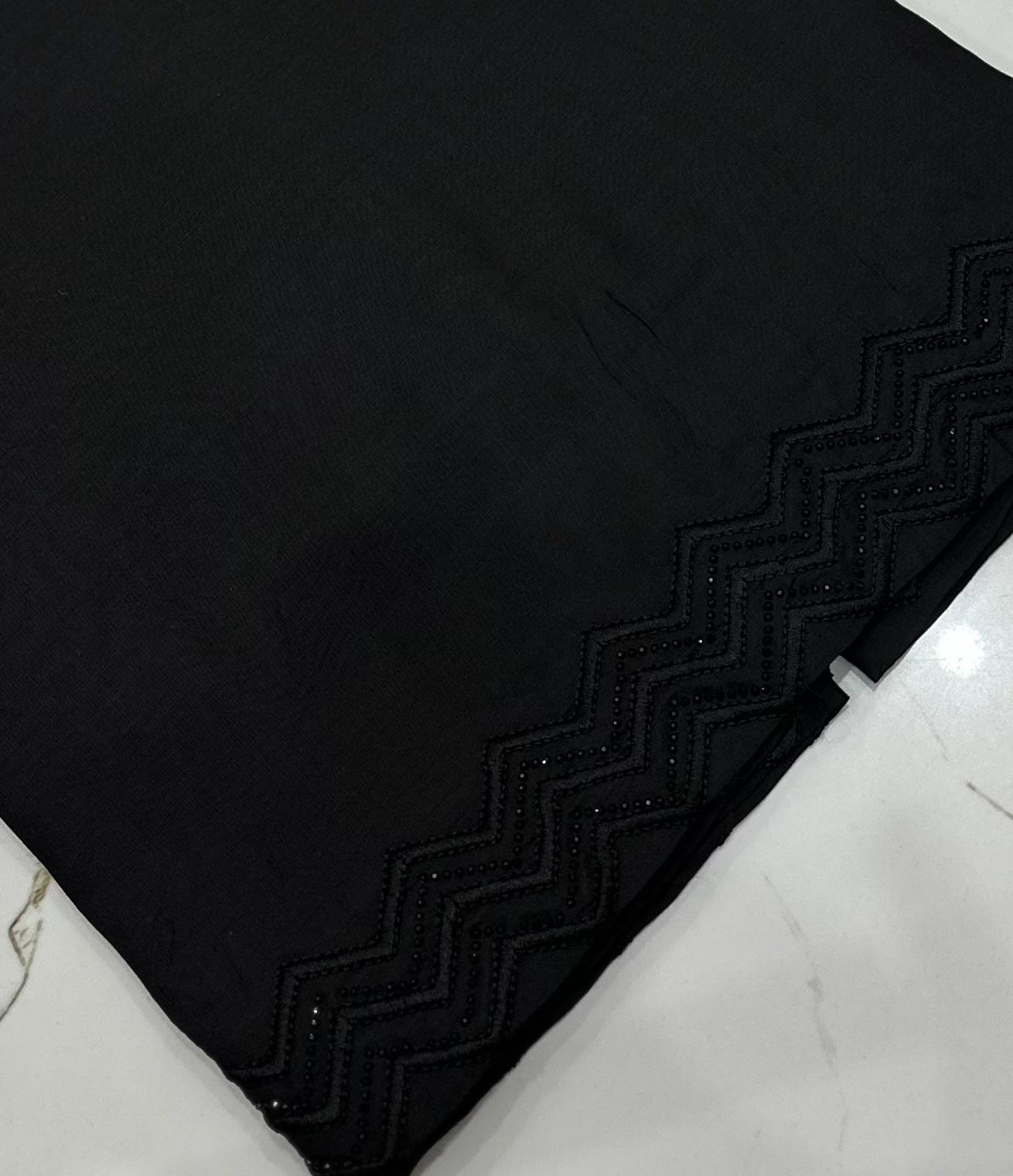 Black embroidered stone shawl