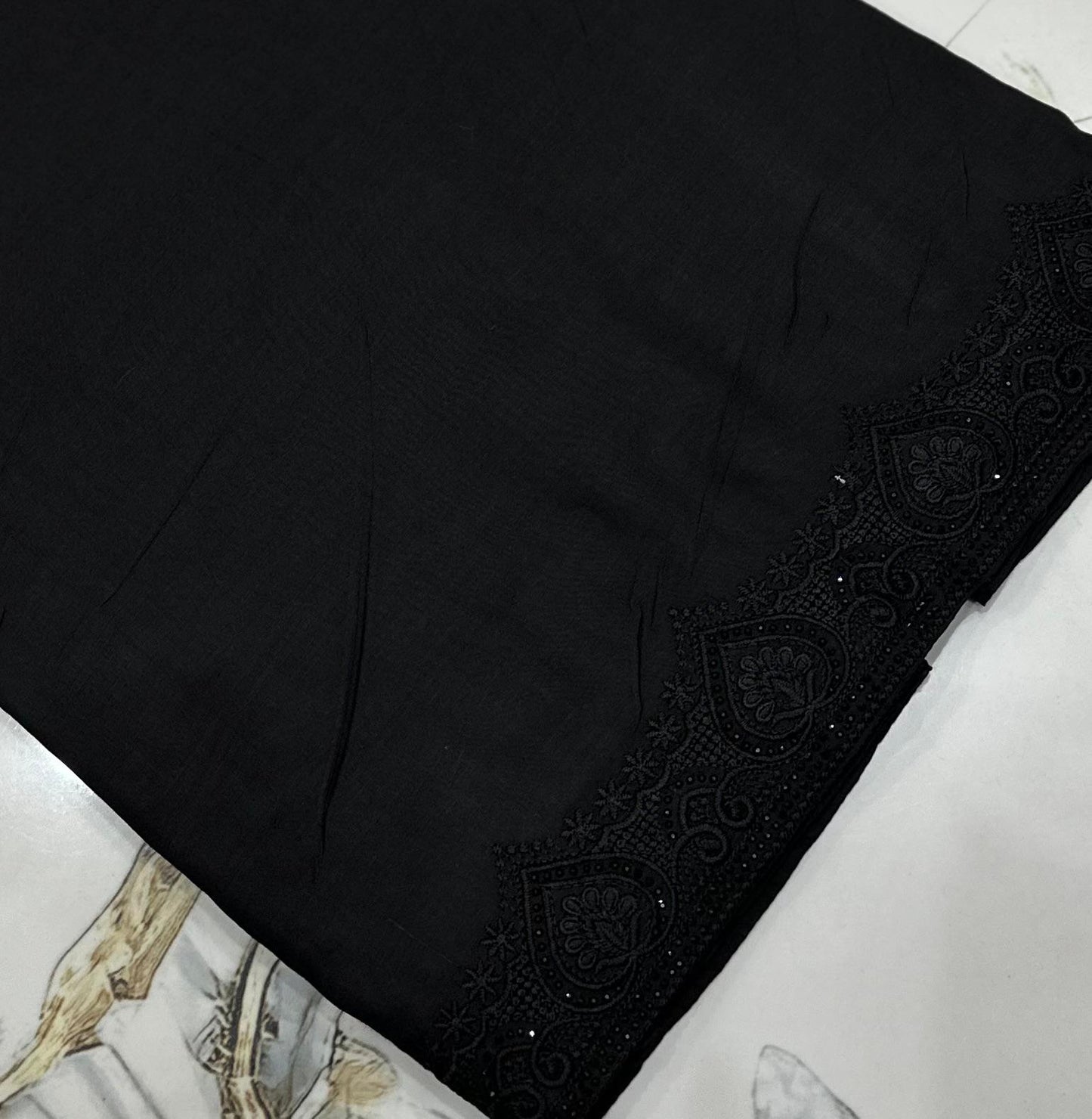 Black embroidered stone Shawl
