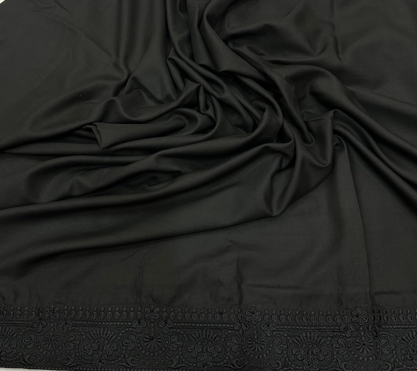 Black embroidered stone shawl